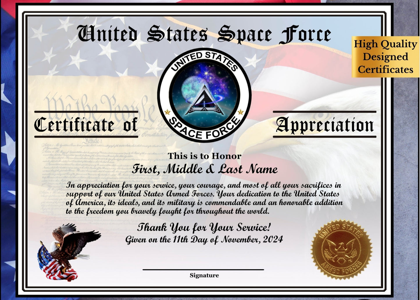 Veteran Appreciation Certificates