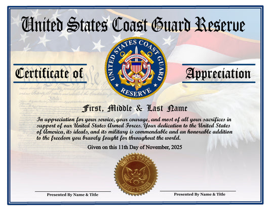 P13 Printed Veterans Day Certificates Pack