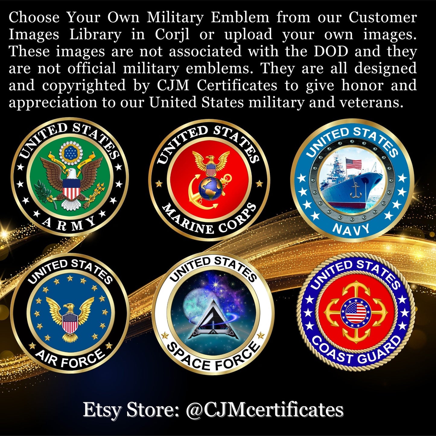 Personalized Military Certificates - New Emblems