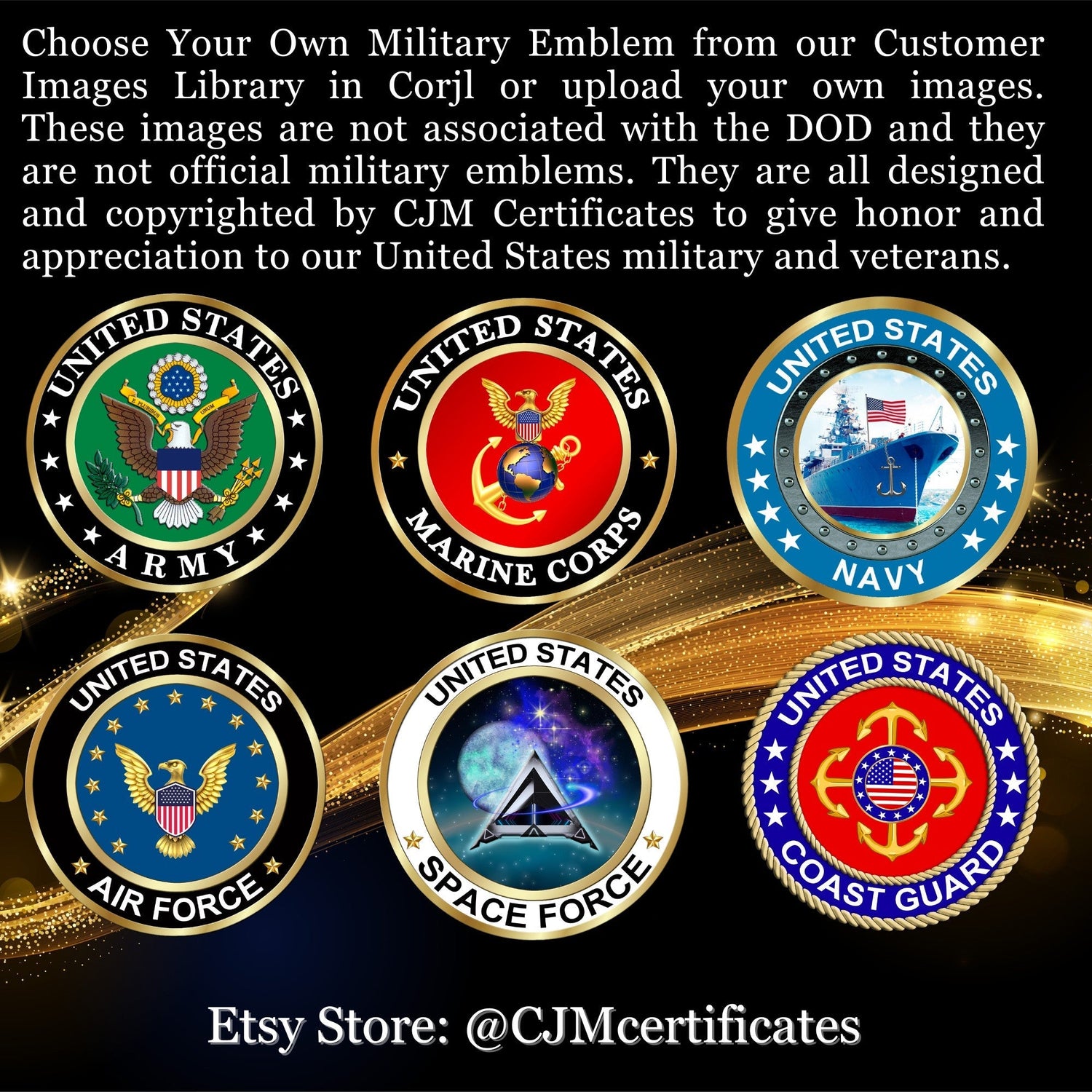 Personalized Military Certificates - New Emblems