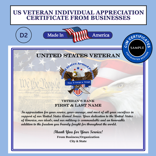 D2 Veteran Appreciation Certificates: Edit & Download