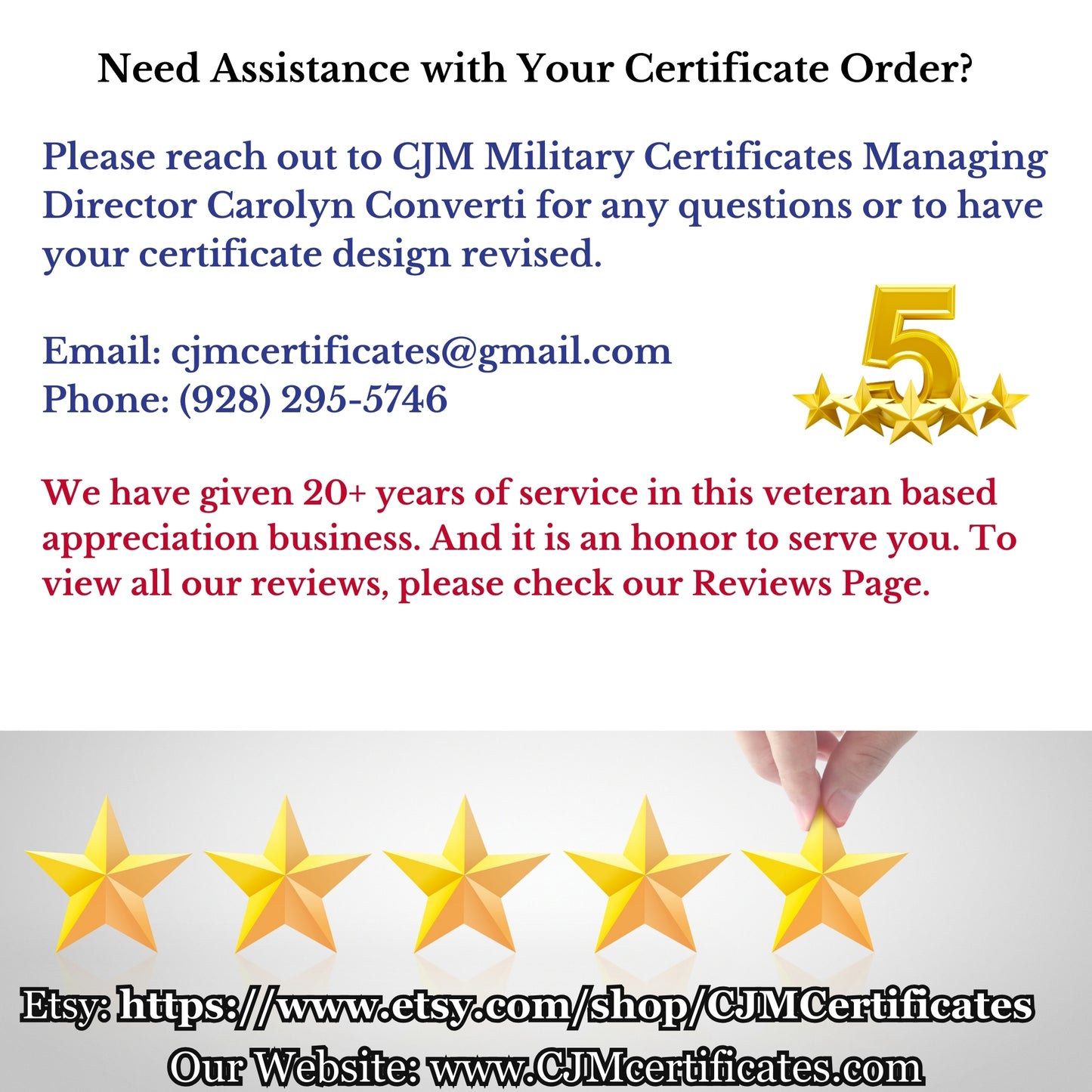 Veteran Appreciation Certificates