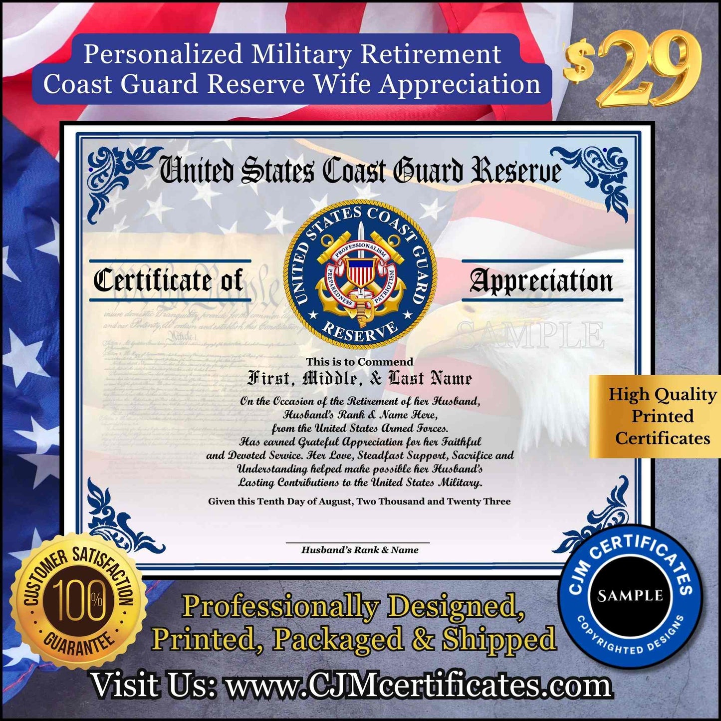 Military Retirement Wife Appreciation Certificate