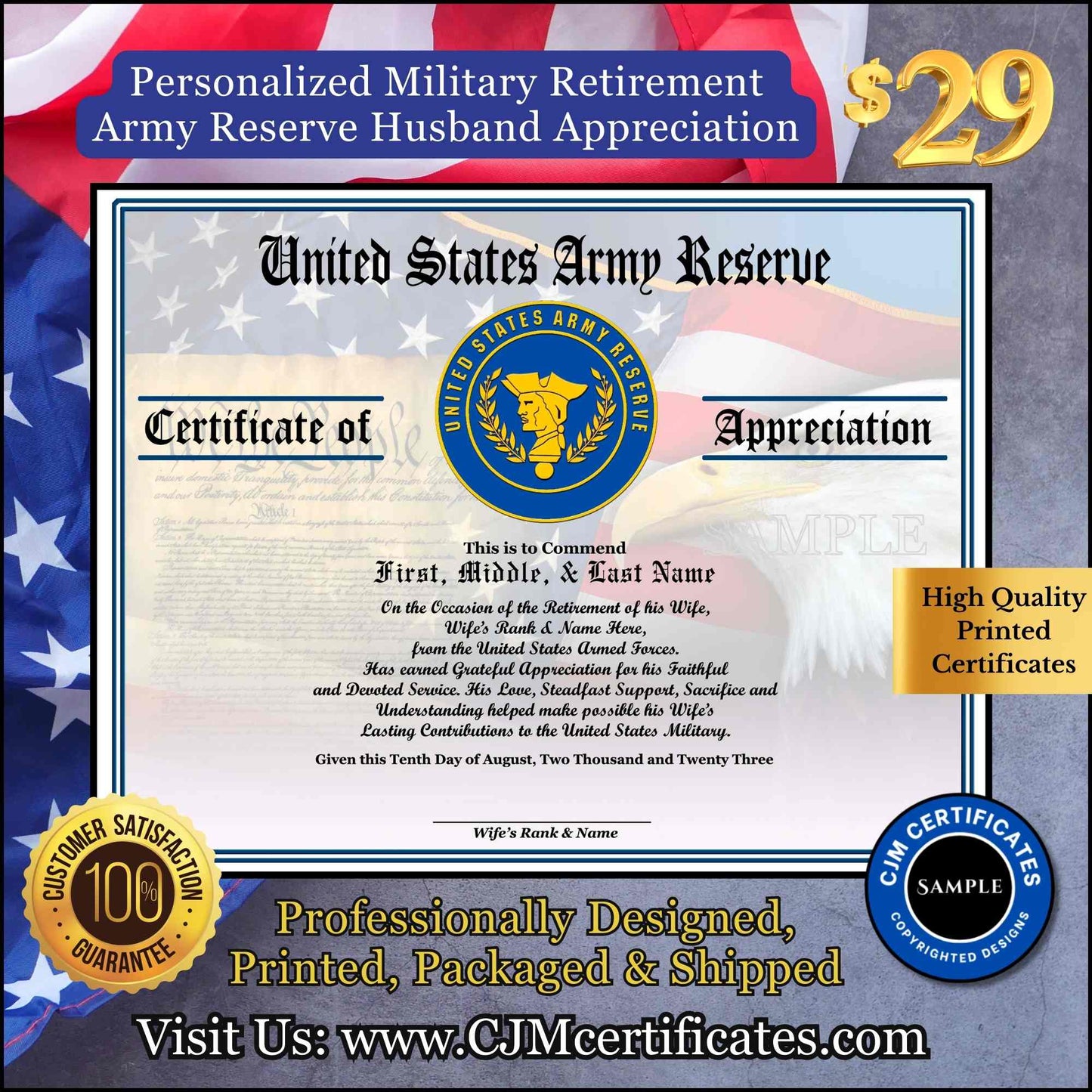 Military Retirement Husband Appreciation Certificate