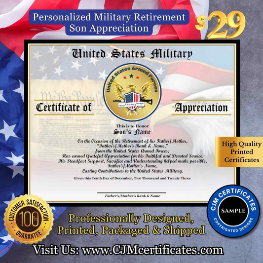 Military Retirement Ceremony Son Appreciation
