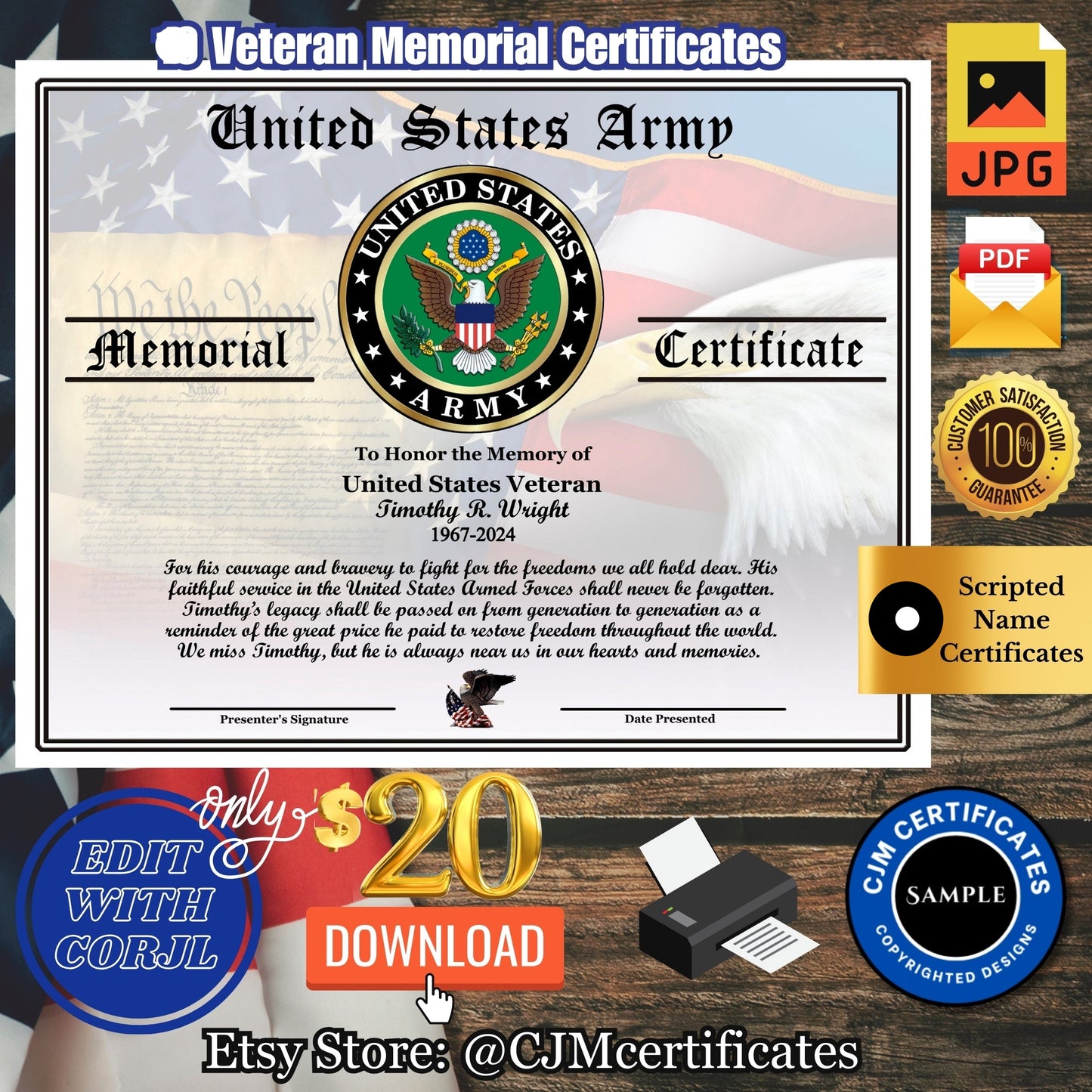 Veteran Military Memorial Certificates