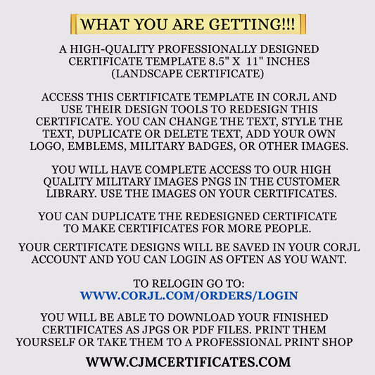D68 Custom Veteran Certificates Pack for Veterans Day Gifts: Edit & Download