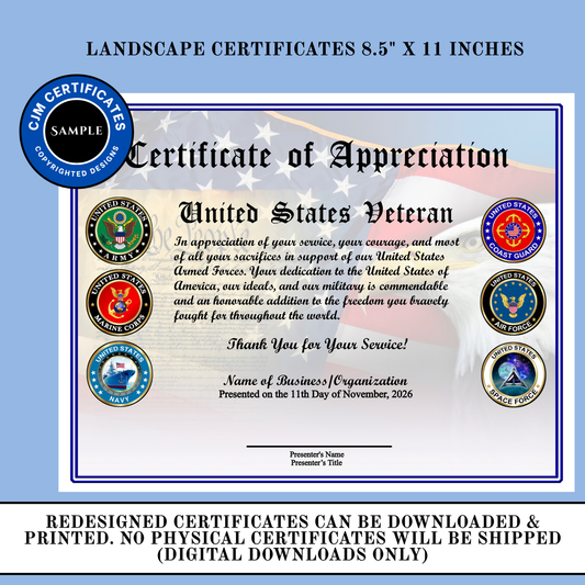 D56 Custom Veteran Certificates for Businesses: Edit & Download
