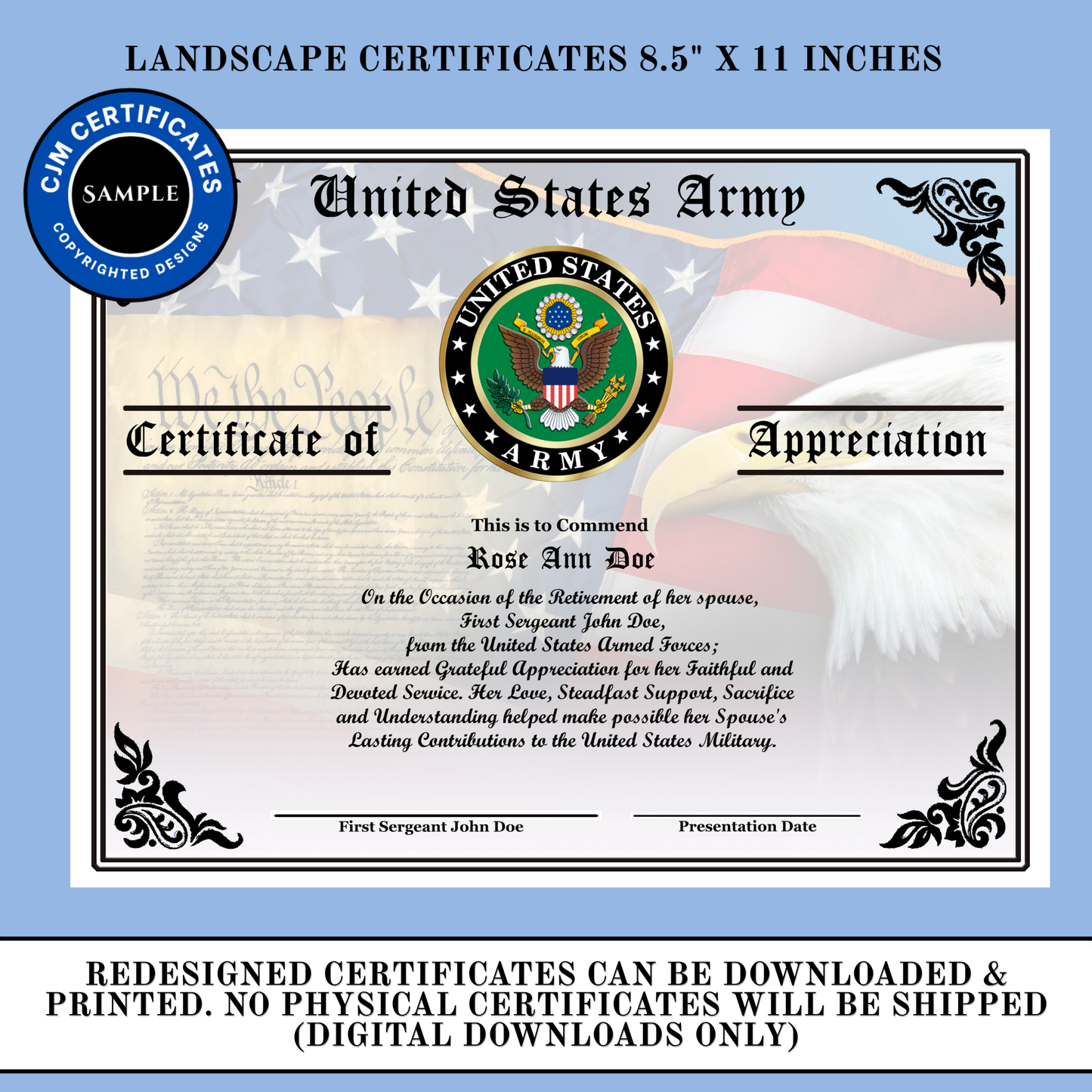 D14 US Military Retirement Ceremony Wife Certificate: Edit & Download for All Branches