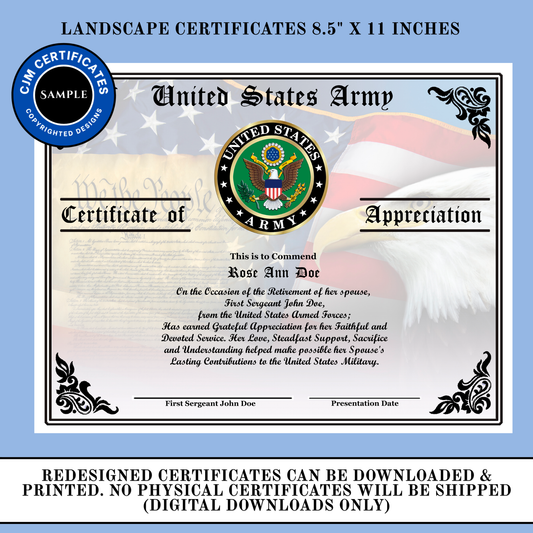 D14 US Military Retirement Ceremony Wife Certificate: Edit & Download for All Branches