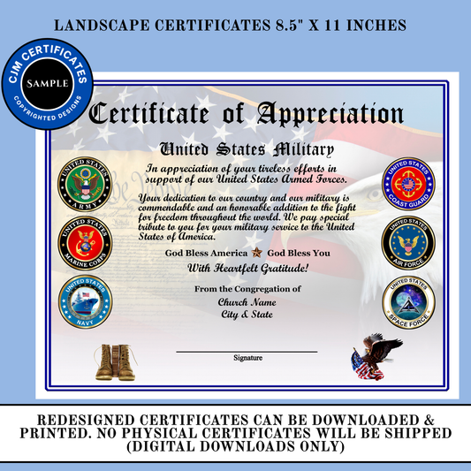 D9 Custom Military Certificates for Churches: Edit & Download