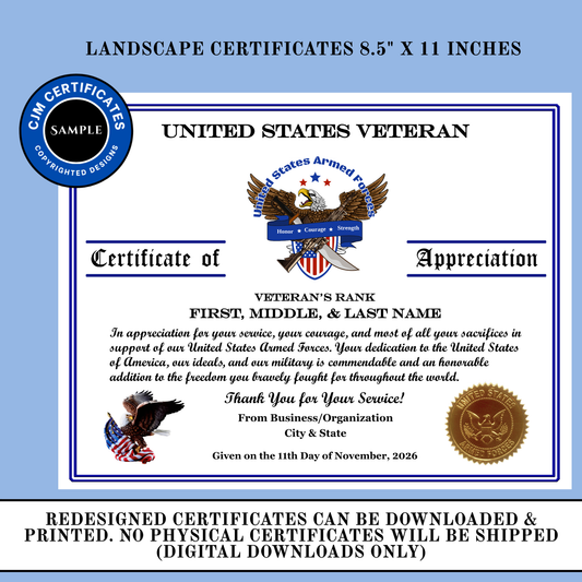 D35 Custom Veteran Certificates for Businesses: Edit & Download