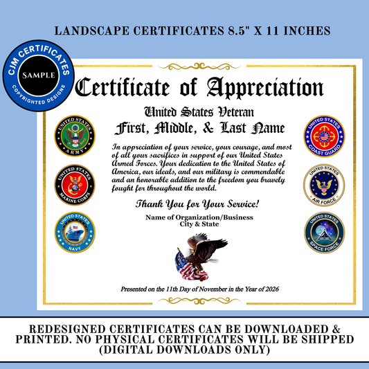 D51 Custom Veteran Certificates for Organizations: Edit & Download