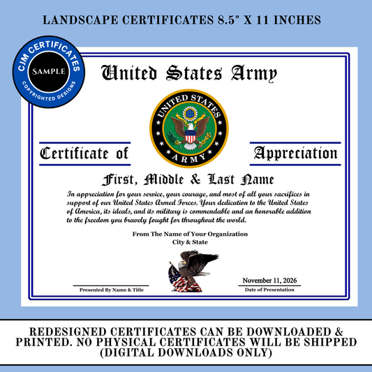 D16 Custom Veteran Certificates for Veterans Day Gifts: Edit & Download