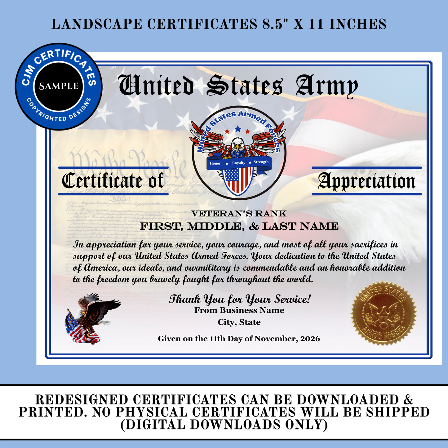 D27 Custom Veteran Certificates for Veterans Day: Edit & Download