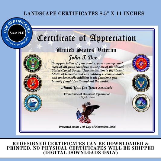 D42 Custom Veteran Appreciation Certificates for Veterans Day: Edit & Download