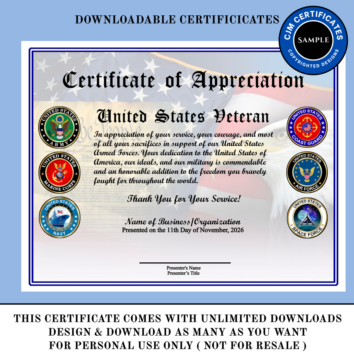 D56 Custom Veteran Certificates for Businesses: Edit & Download