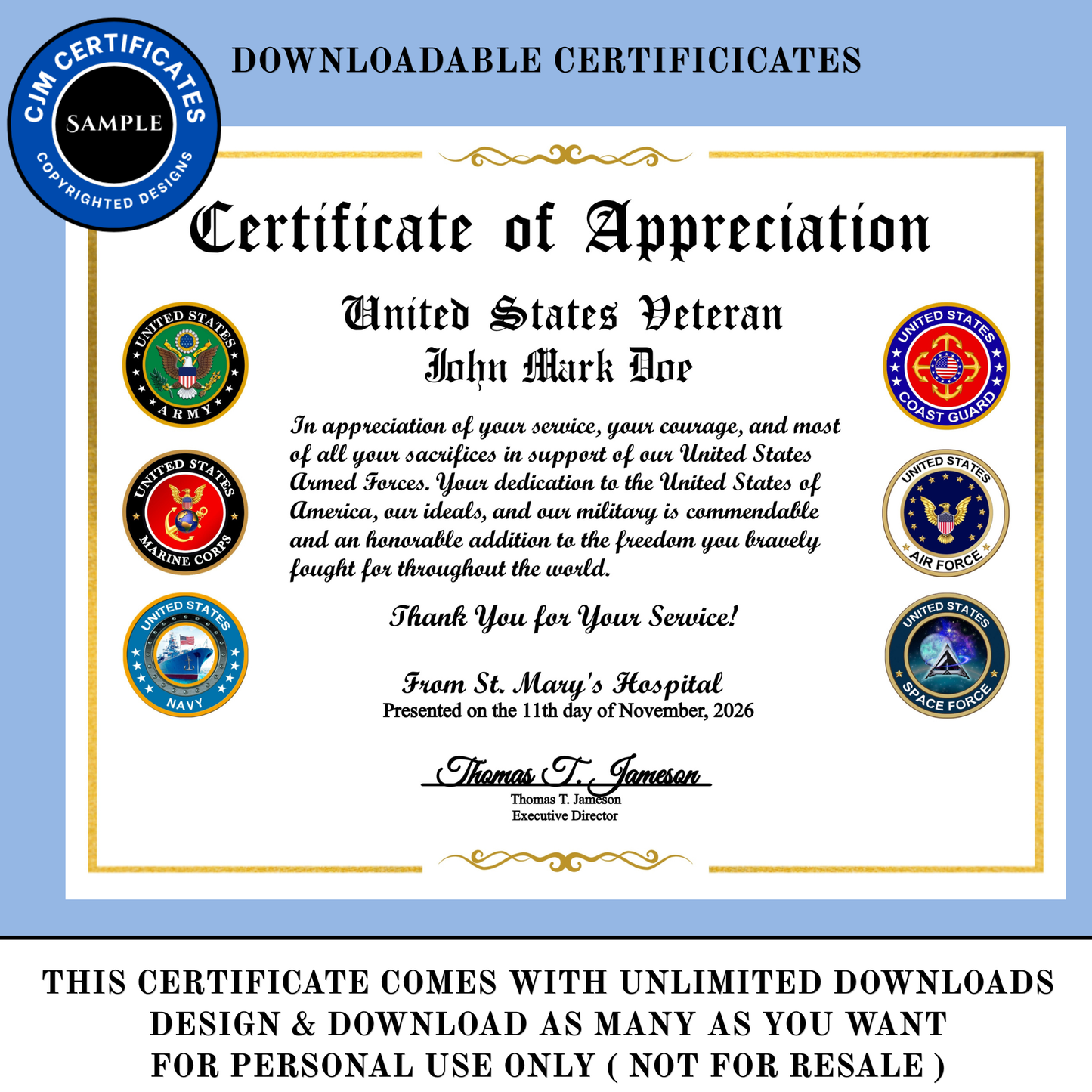 D53 Custom Veteran Certificates for Businesses: Edit & Download