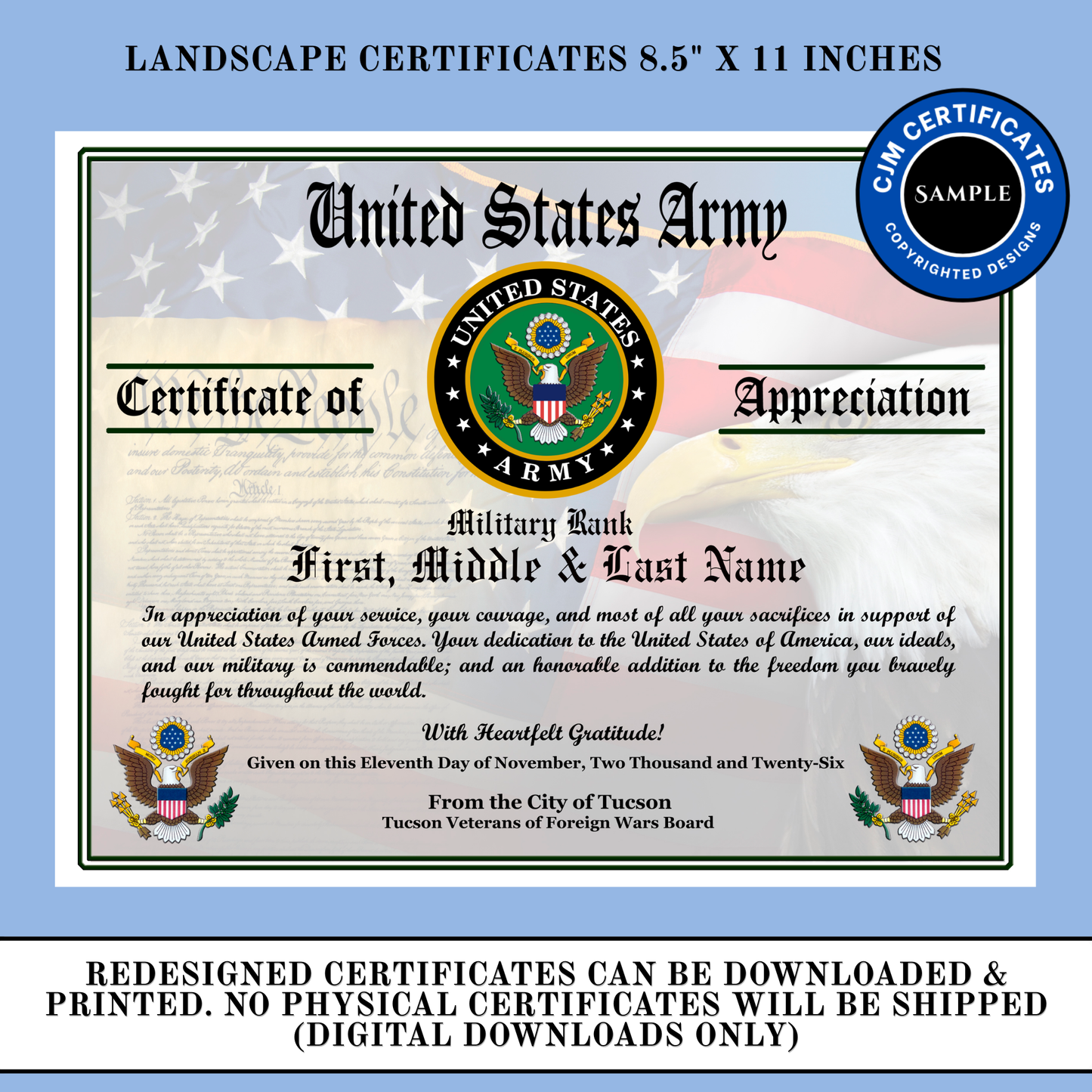 D6 US Veteran Certificates Pack: Edit & Download