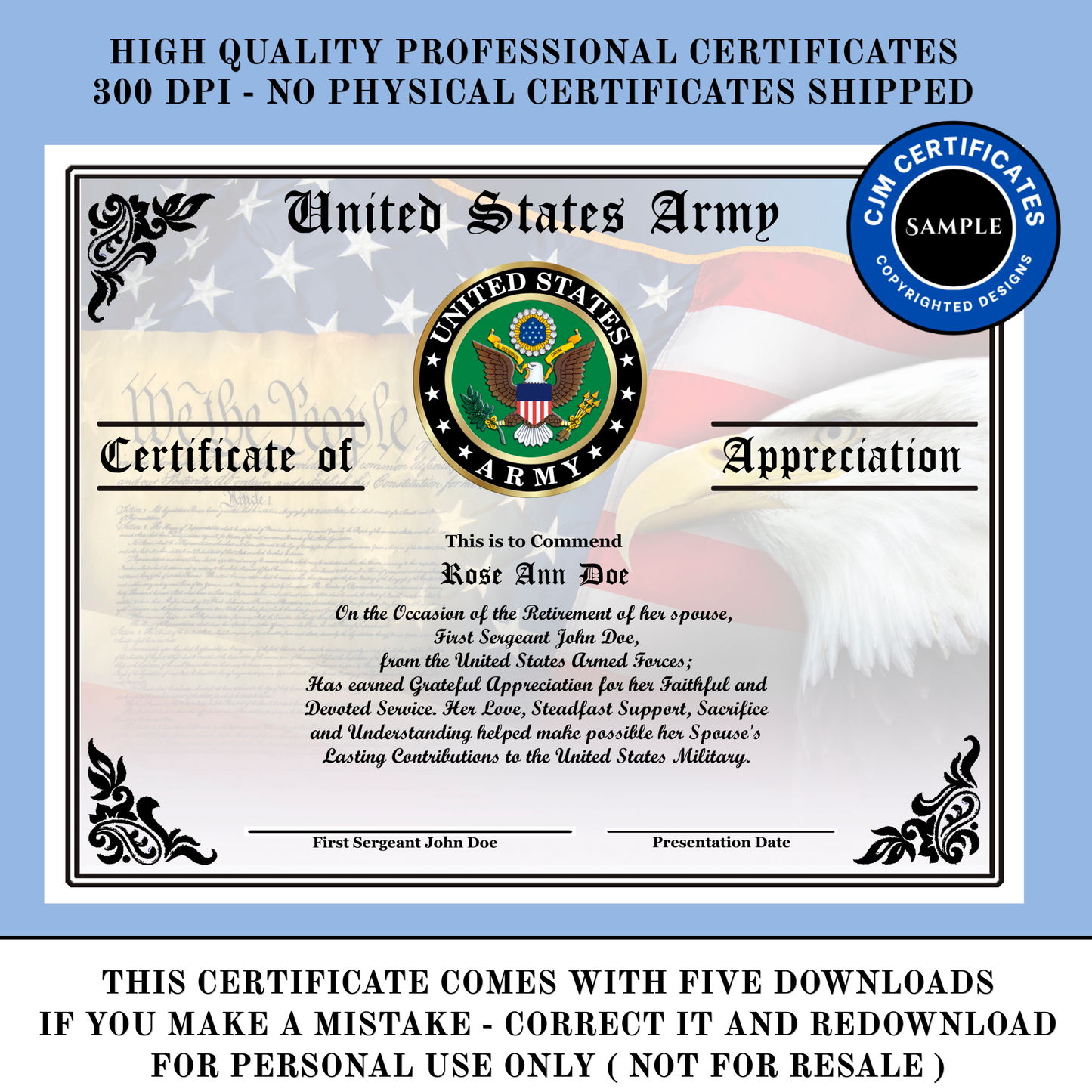 D14 US Military Retirement Ceremony Wife Certificate: Edit & Download for All Branches