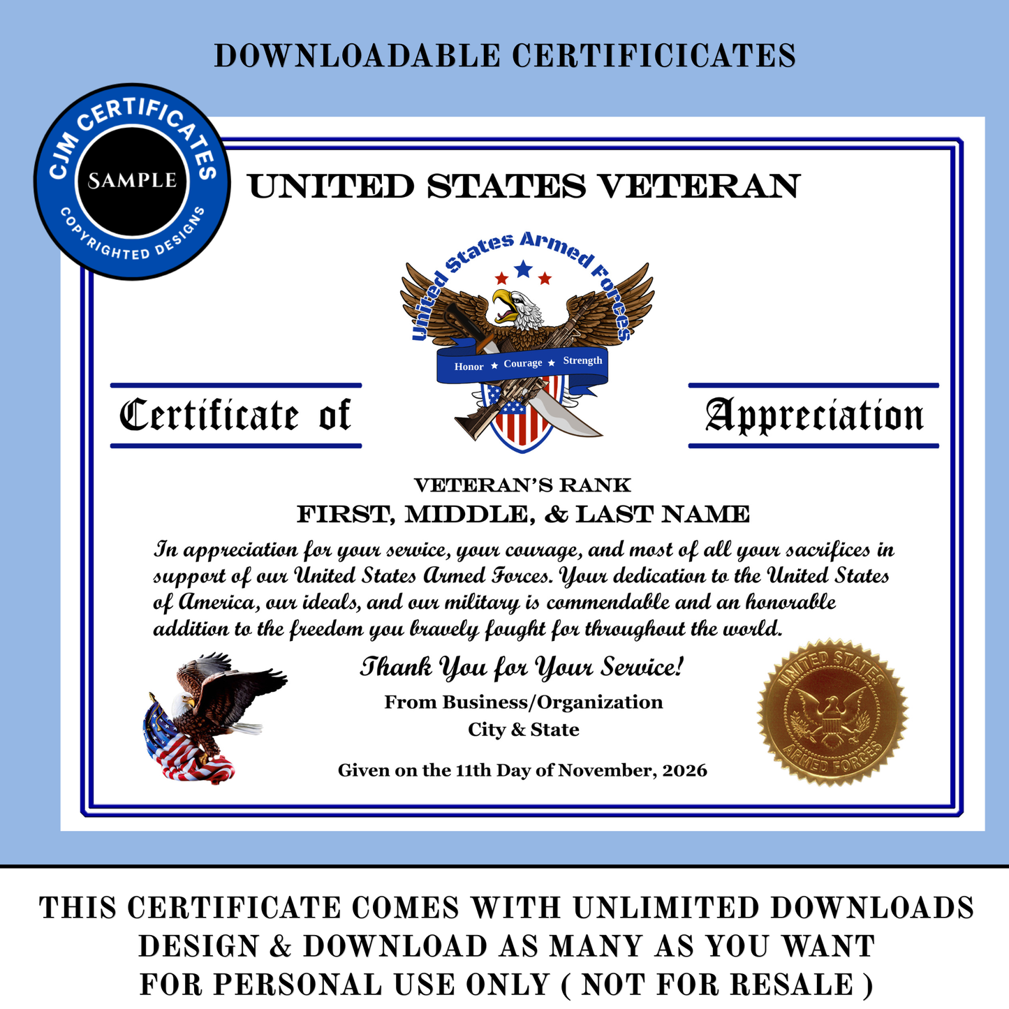 D35 Custom Veteran Certificates for Businesses: Edit & Download