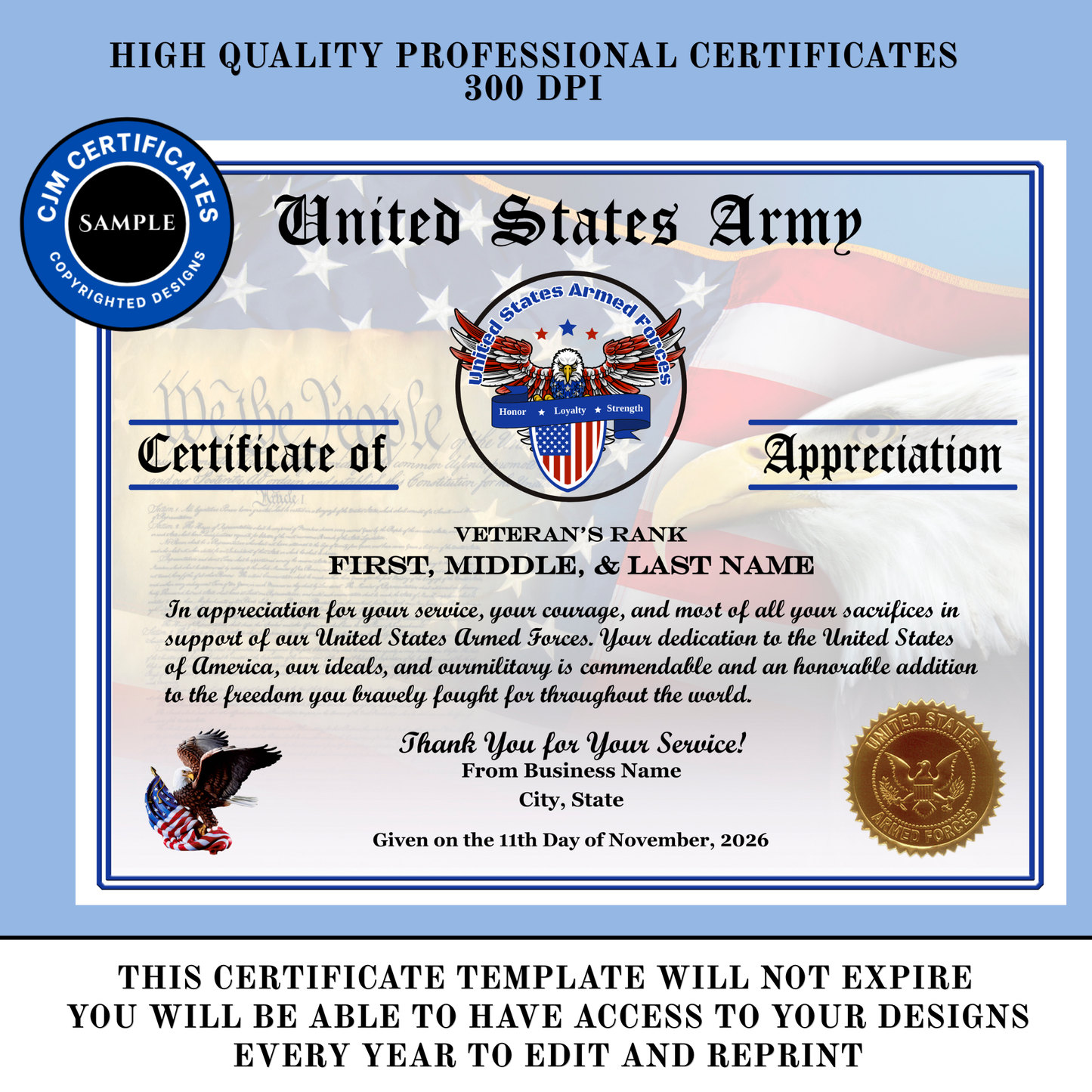 D27 Custom Veteran Certificates for Veterans Day: Edit & Download