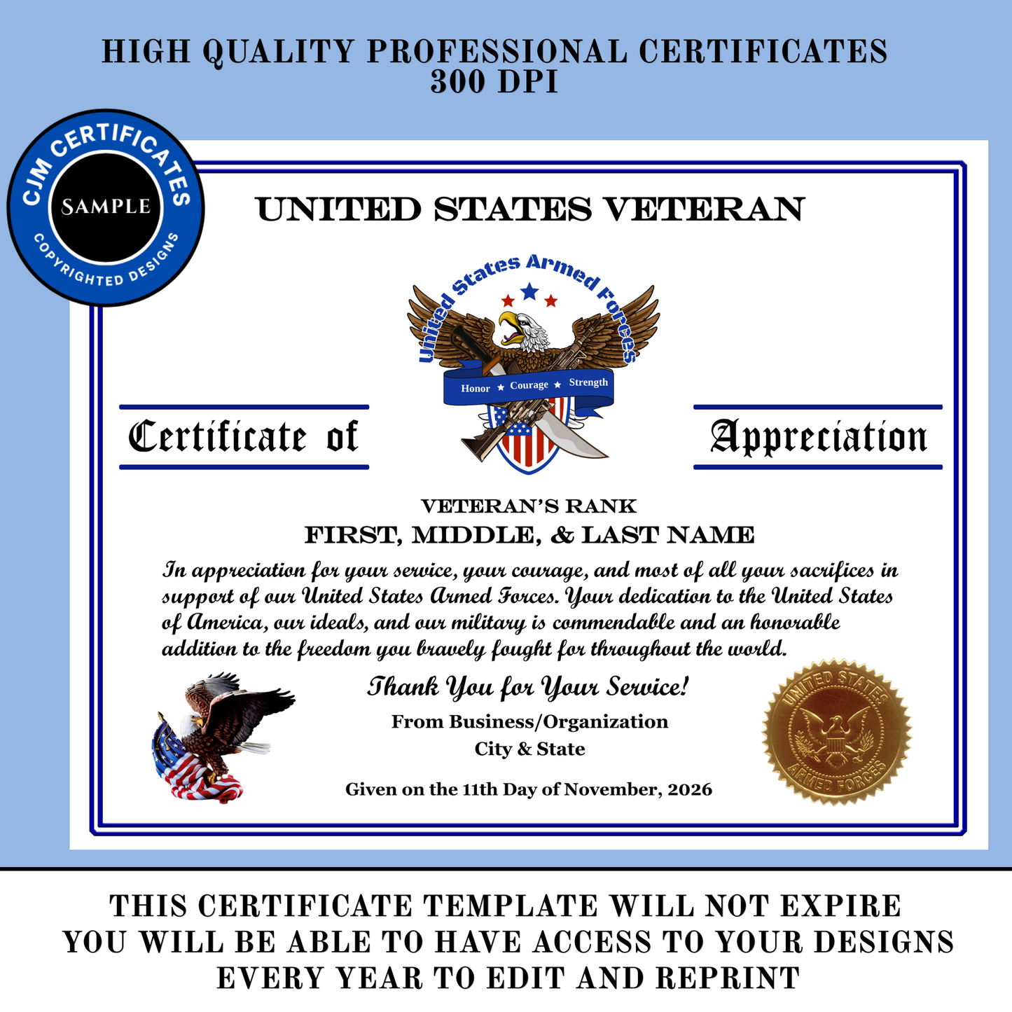 D35 Custom Veteran Certificates for Businesses: Edit & Download