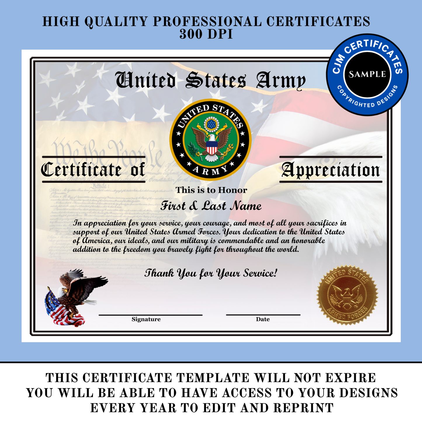 D3 Custom Army Appreciation Certificates: Edit & Unlimited Downloads