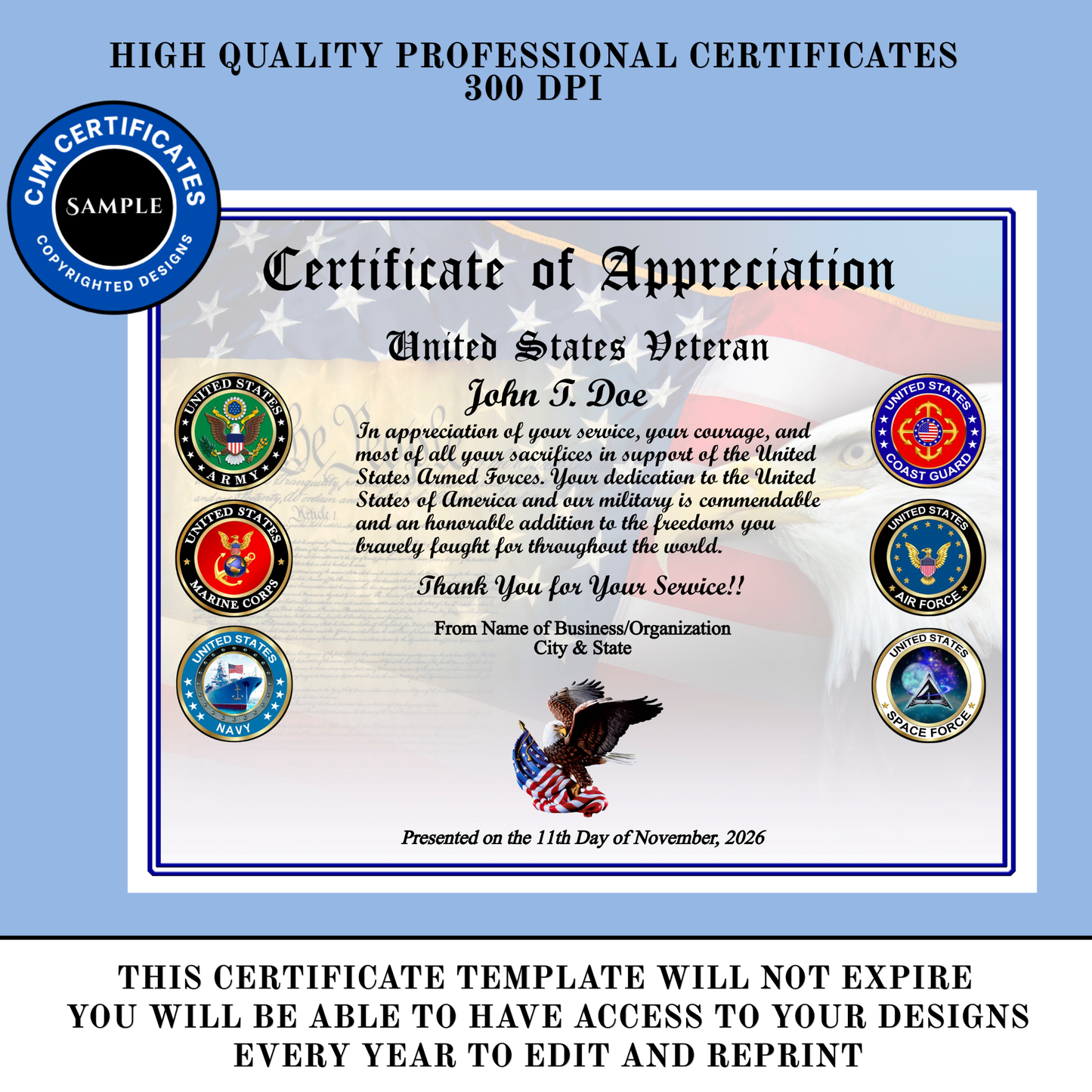 D42 Custom Veteran Appreciation Certificates for Veterans Day: Edit & Download
