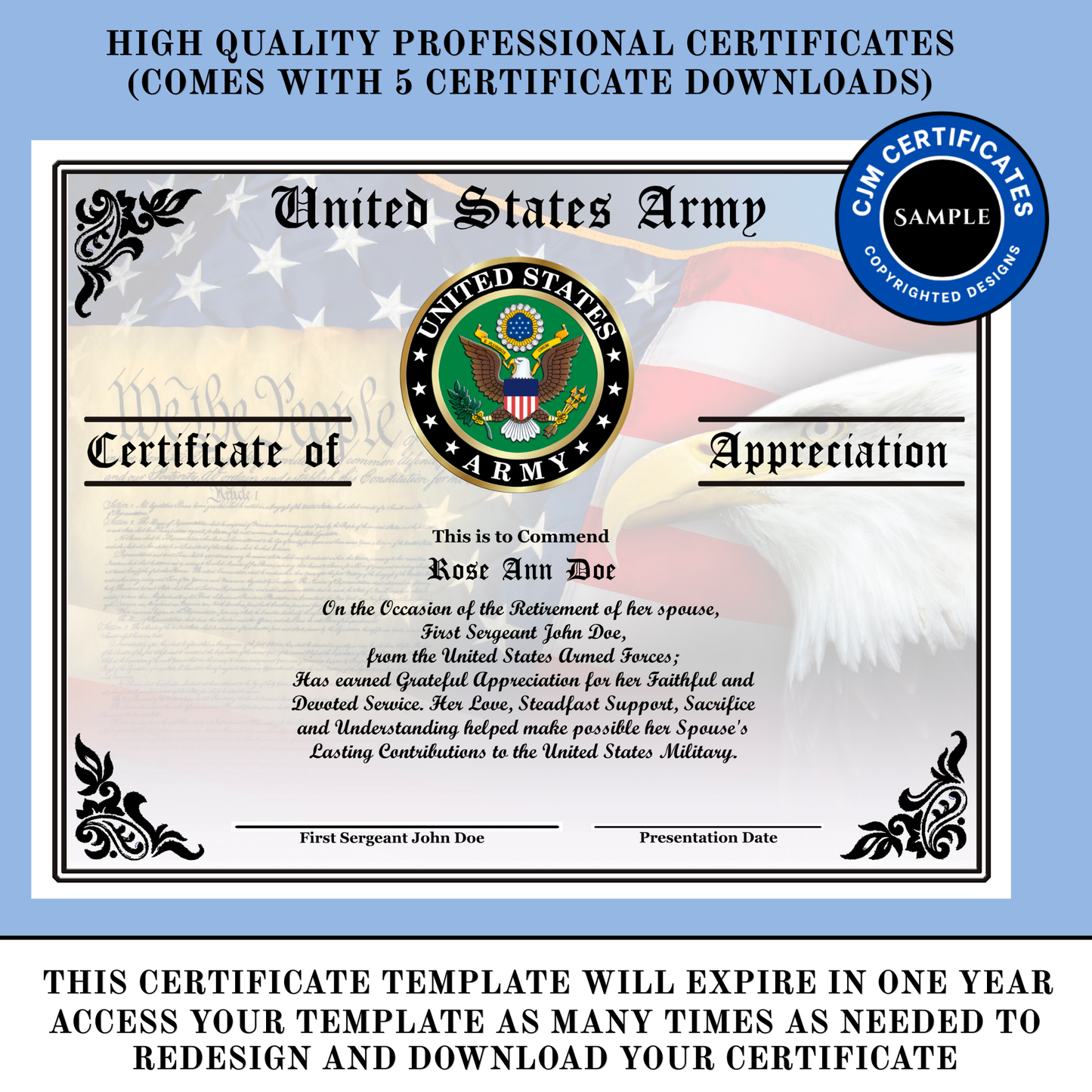 D14 US Military Retirement Ceremony Wife Certificate: Edit & Download for All Branches