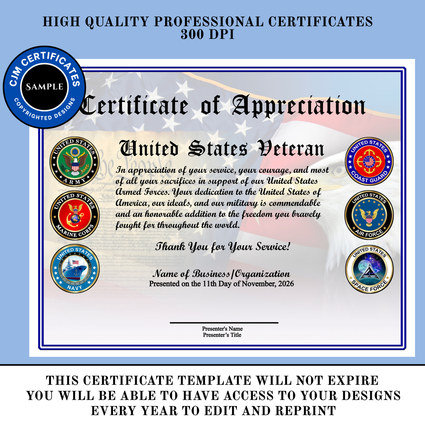 D56 Custom Veteran Certificates for Businesses: Edit & Download