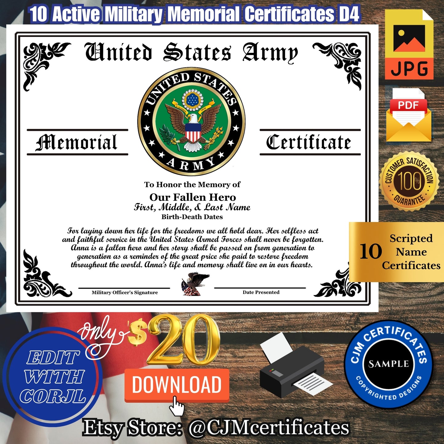 10 Military Memorial Certificates for Our Fallen Heroes