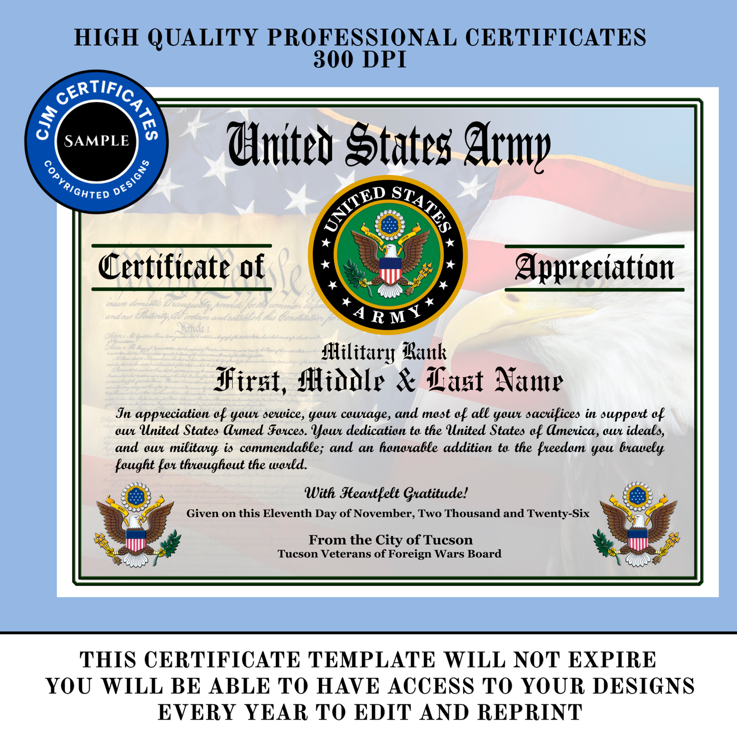 D6 US Veteran Certificates Pack: Edit & Download