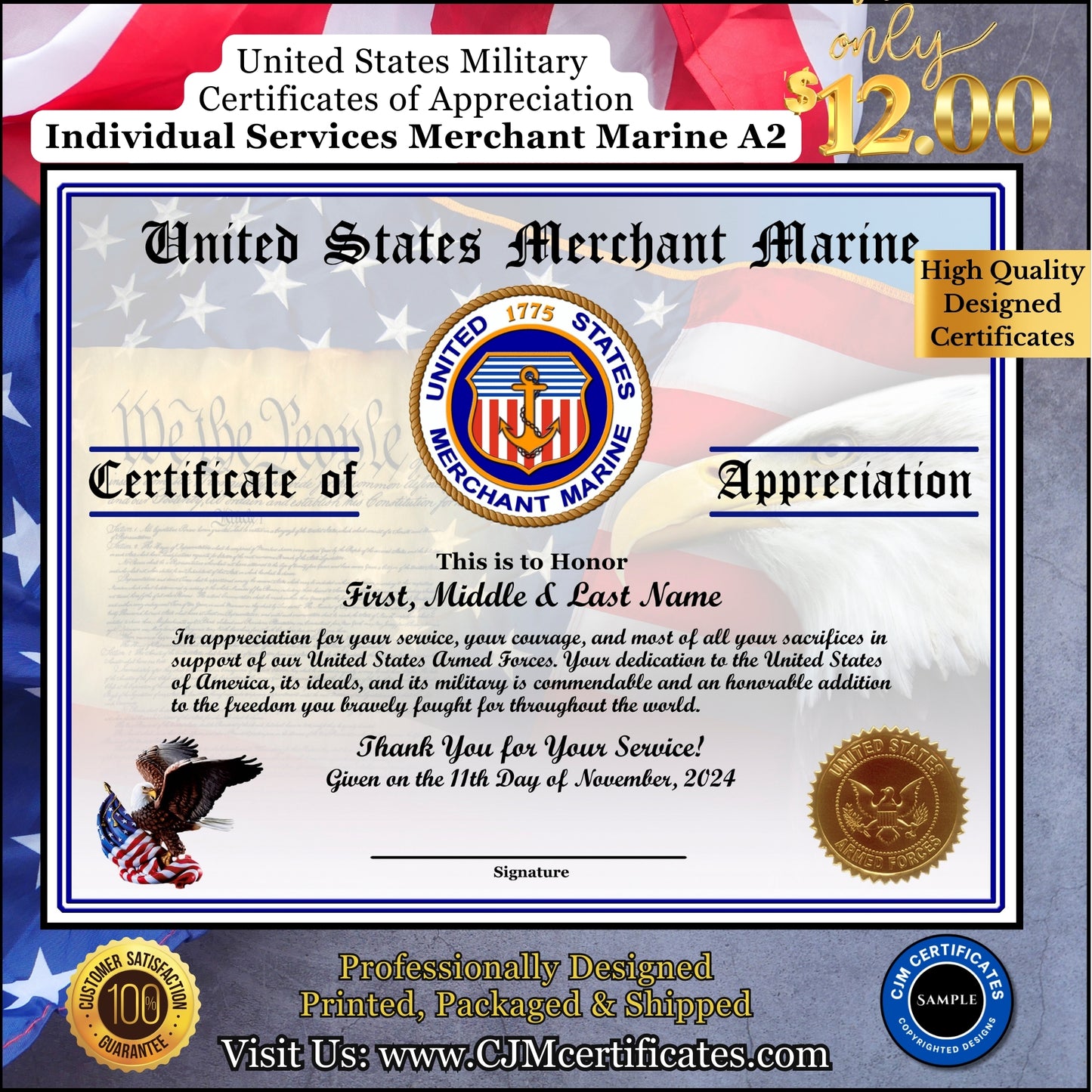 Merchant Marine Certificates with Scripted Names