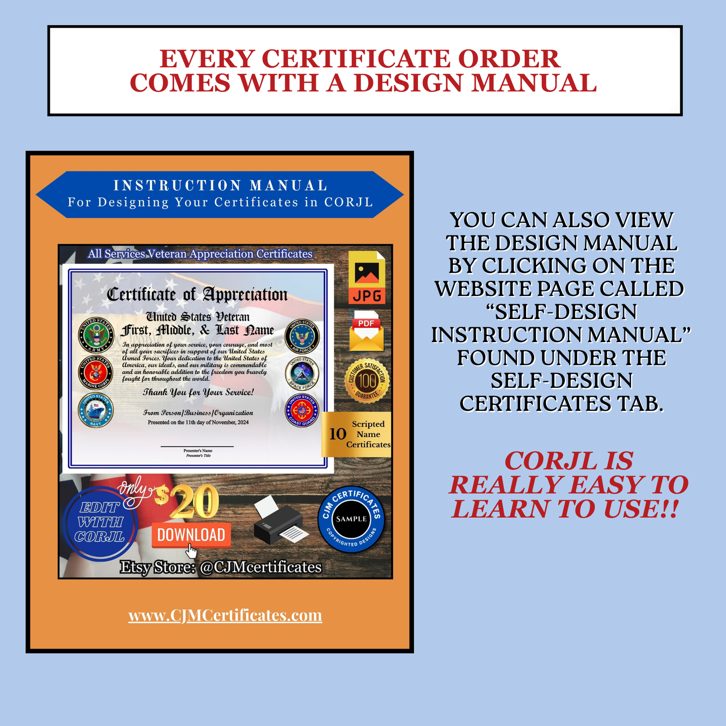 D18 All Services Veteran Appreciation Certificates: Edit & Download
