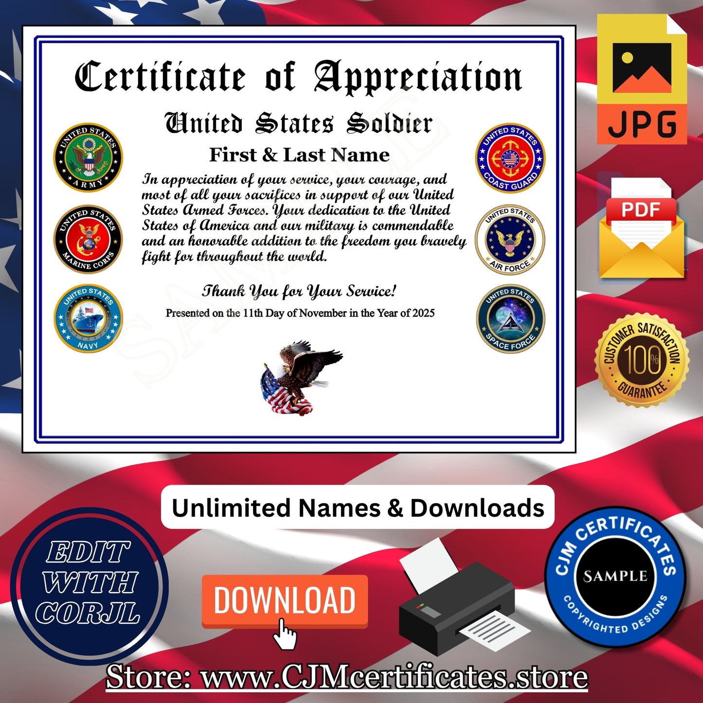 Custom Military Certificates for Businesses: Edit & Download 061