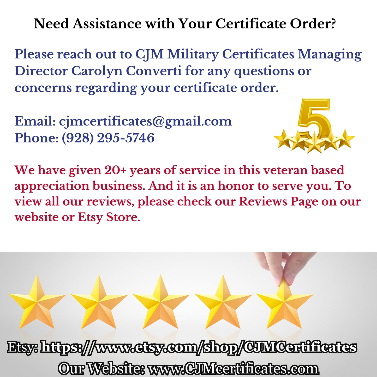 Memorial Day Veteran Certificates-Designed for You-Up to 10 Scripted Names-Fast Shipping