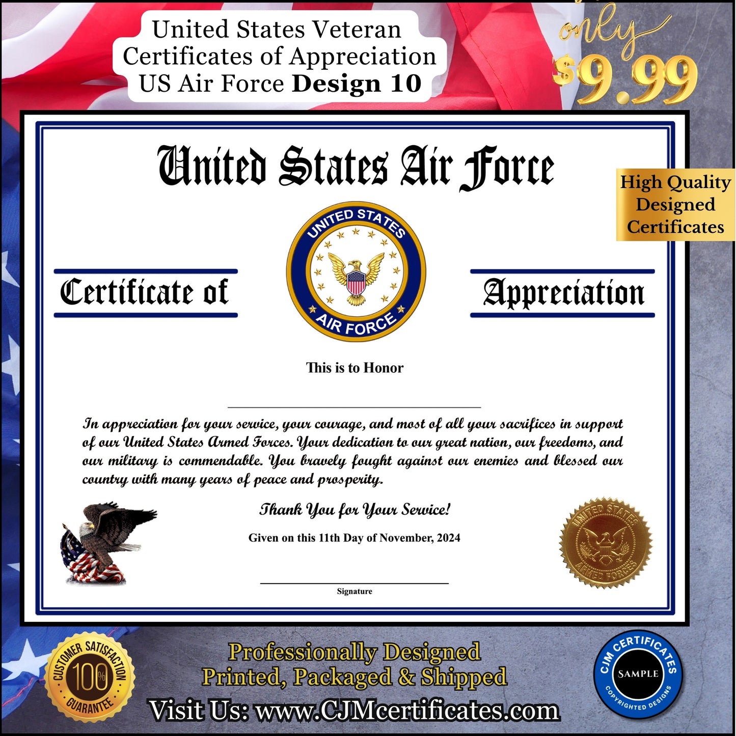 Air Force Veteran Appreciation Certificates