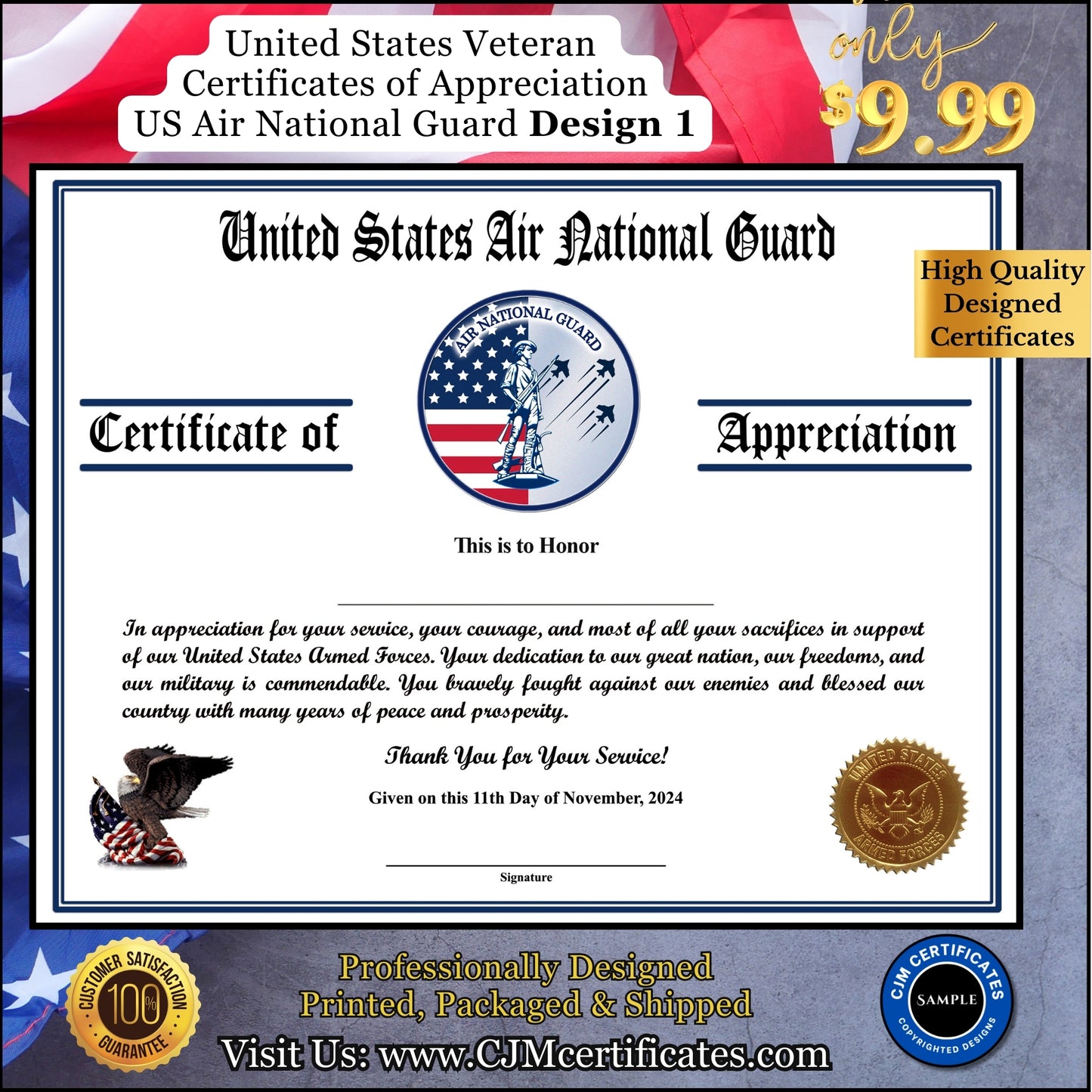 Air National Guard Veteran Appreciation Certificates