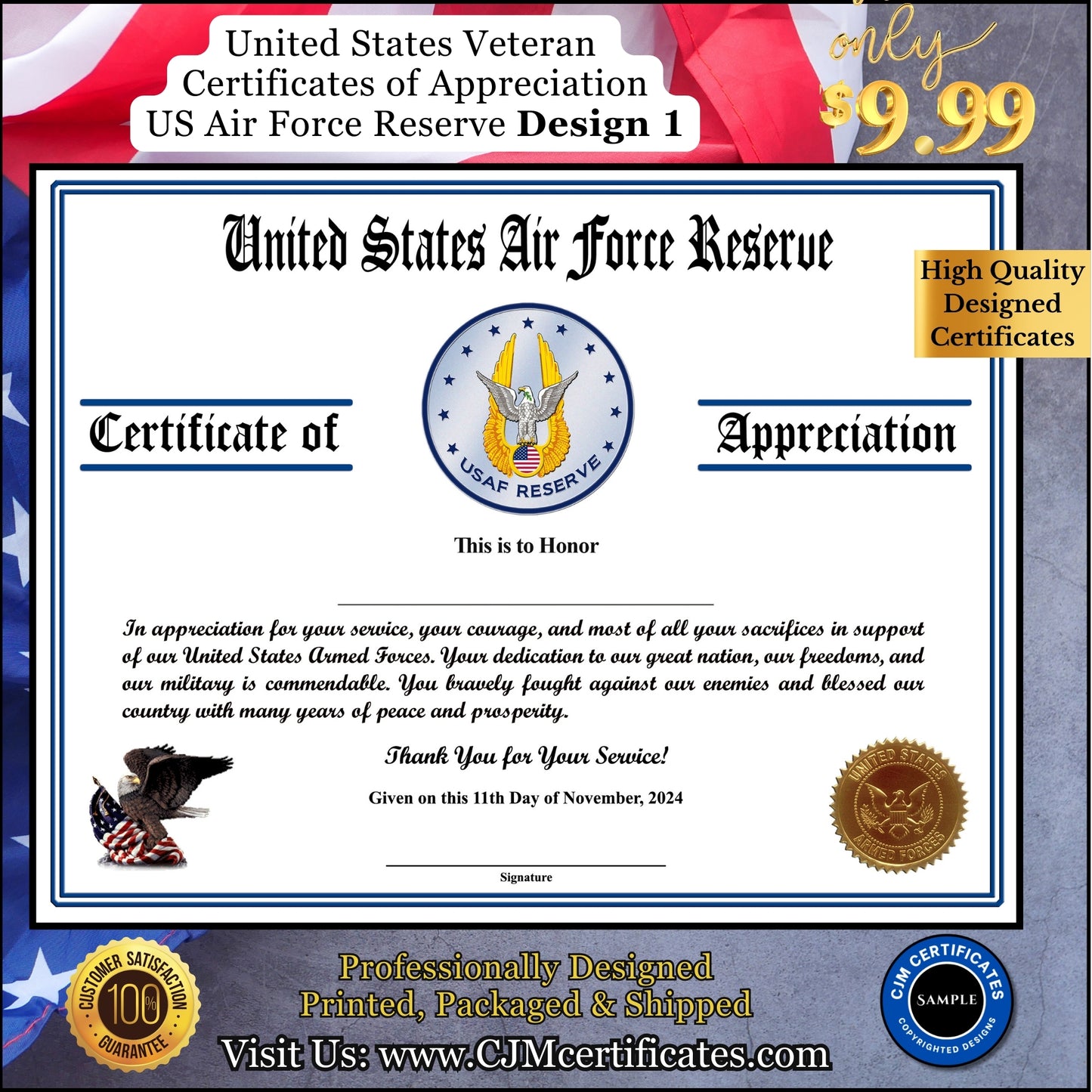 AF Reserve Veteran Appreciation Certificates