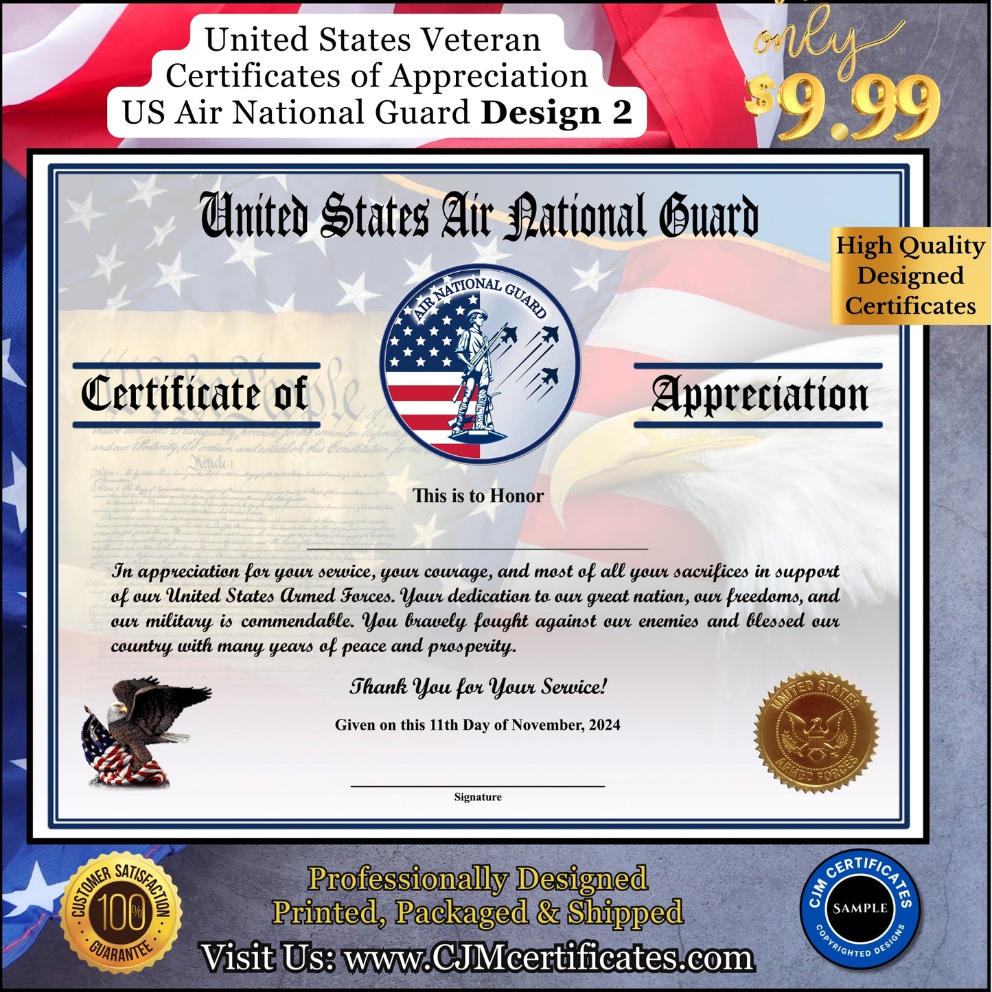 Air National Guard Veteran Appreciation Certificates