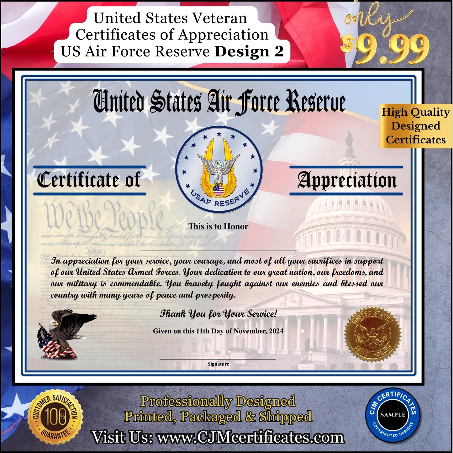 AF Reserve Veteran Appreciation Certificates