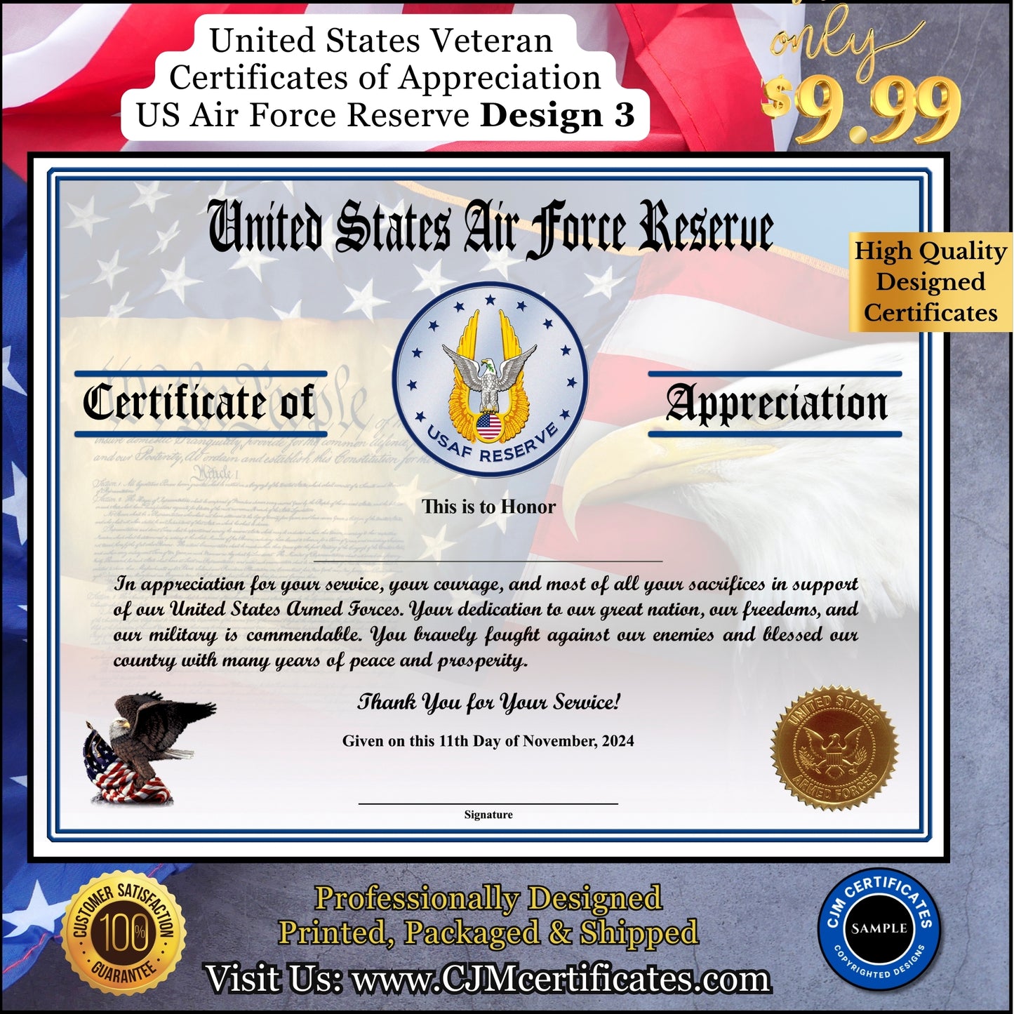 AF Reserve Veteran Appreciation Certificates