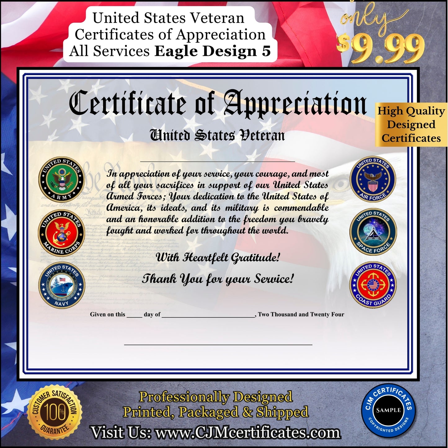 All Services Veteran Appreciation Certificates