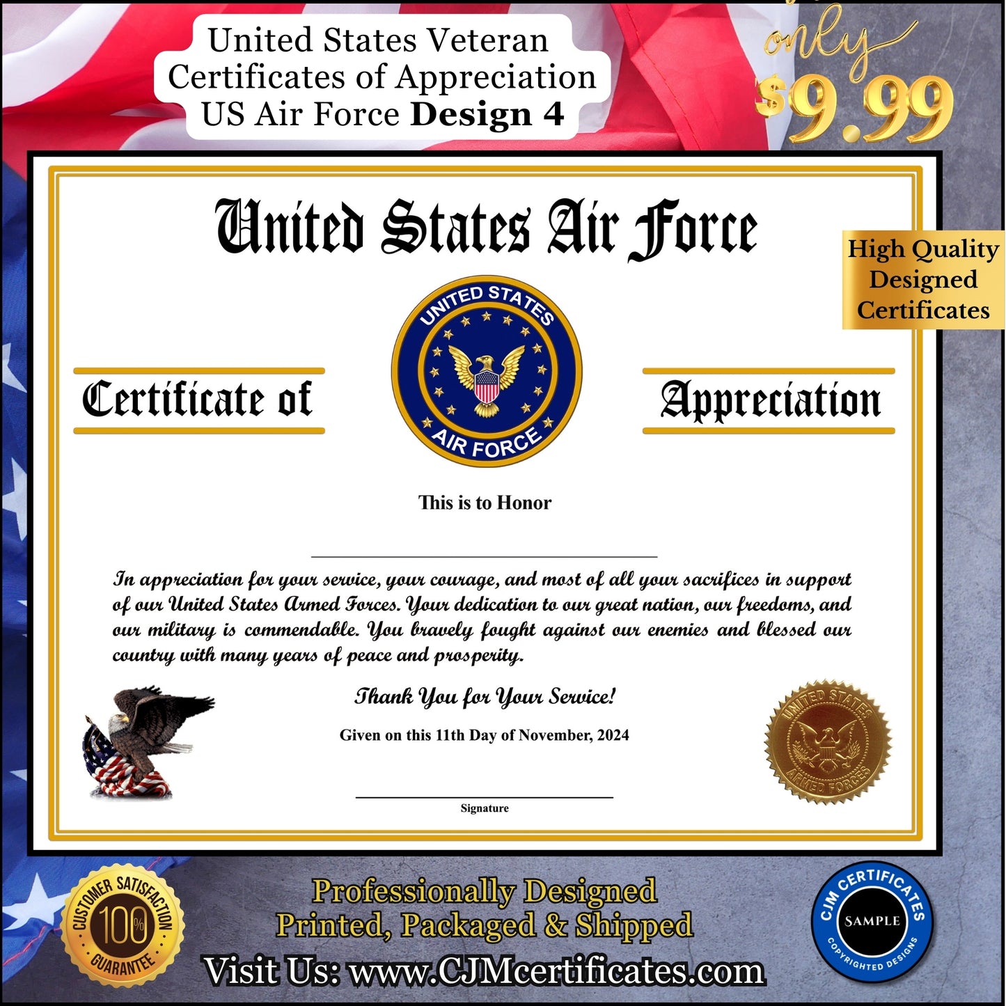 Air Force Veteran Appreciation Certificates