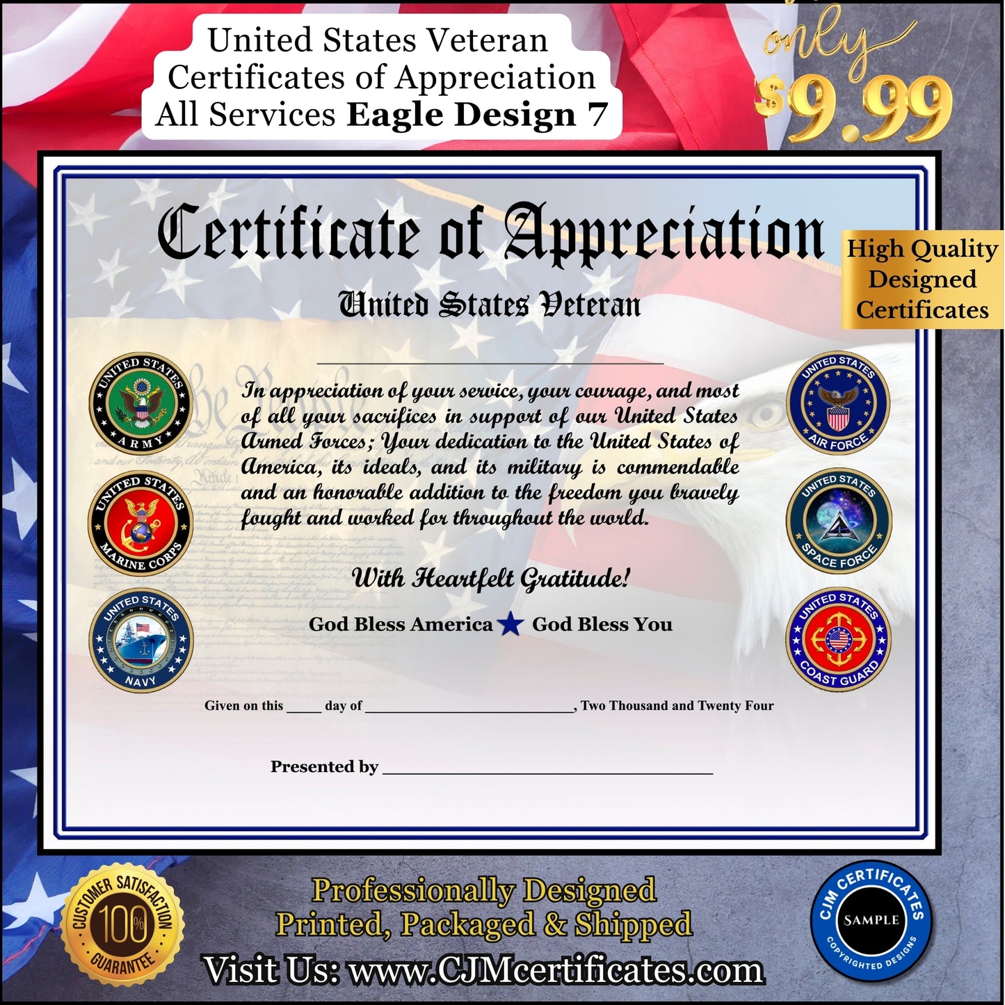 All Services Veteran Appreciation Certificates