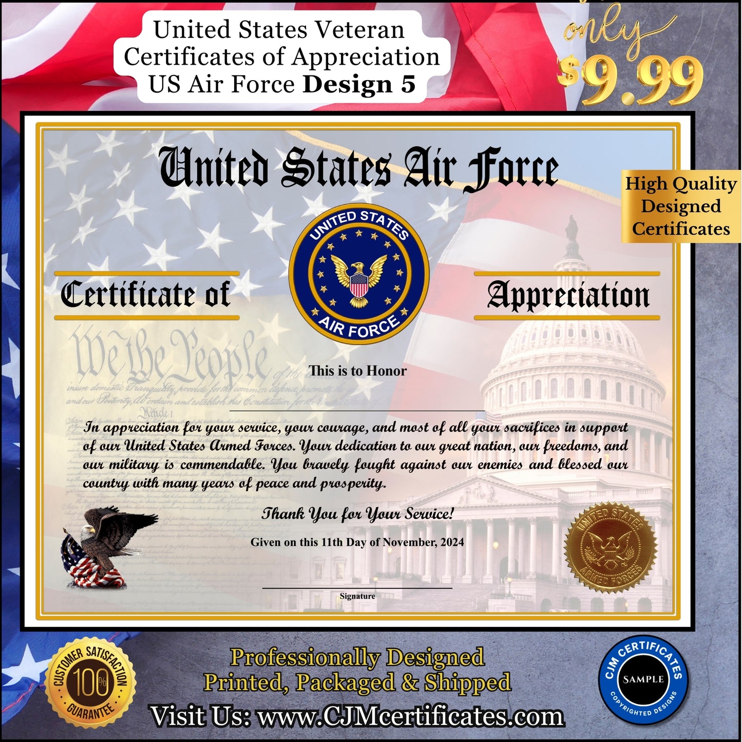 Air Force Veteran Appreciation Certificates