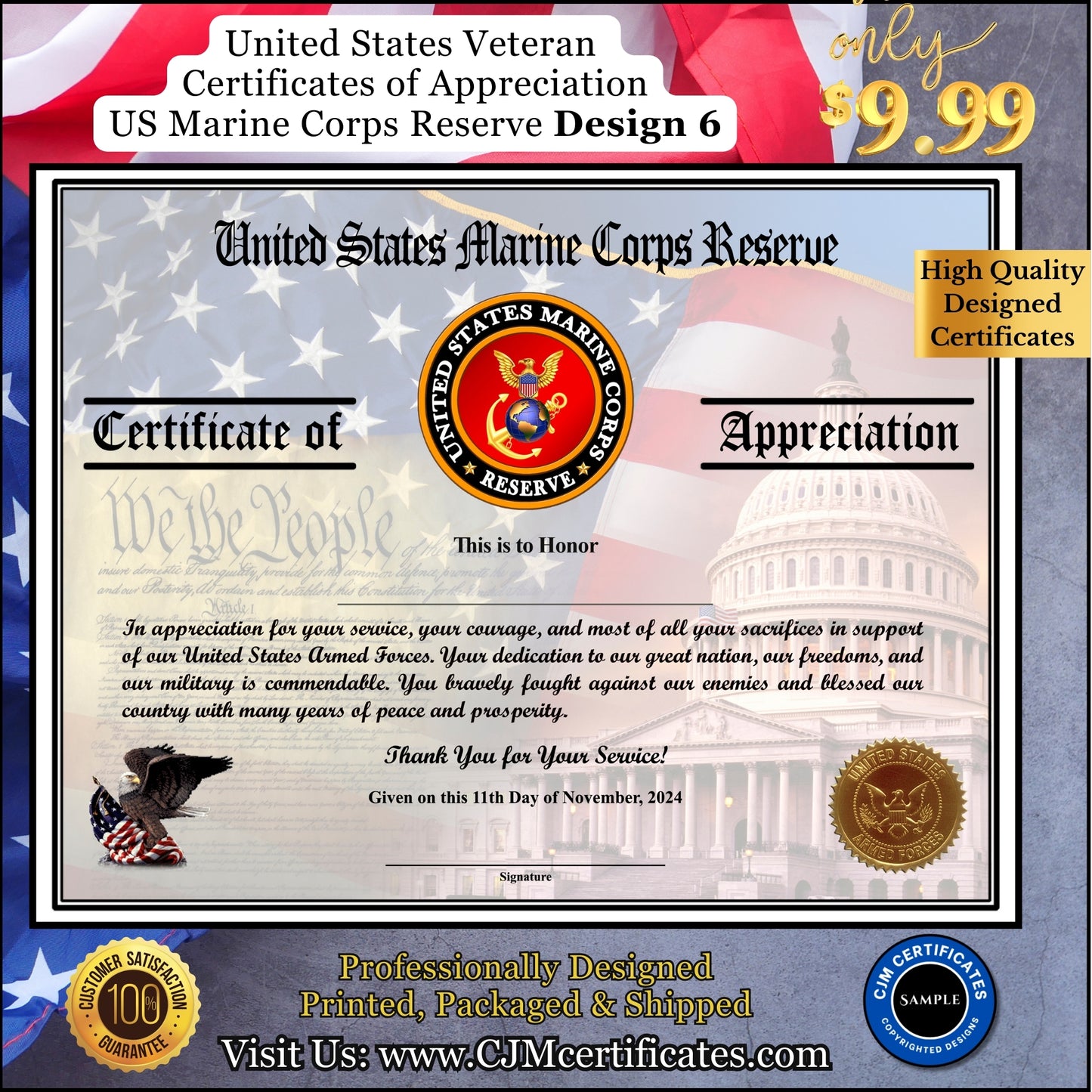 MC Reserve Veteran Appreciation Certificates