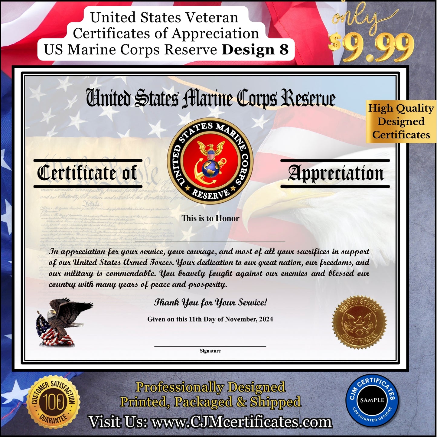 MC Reserve Veteran Appreciation Certificates