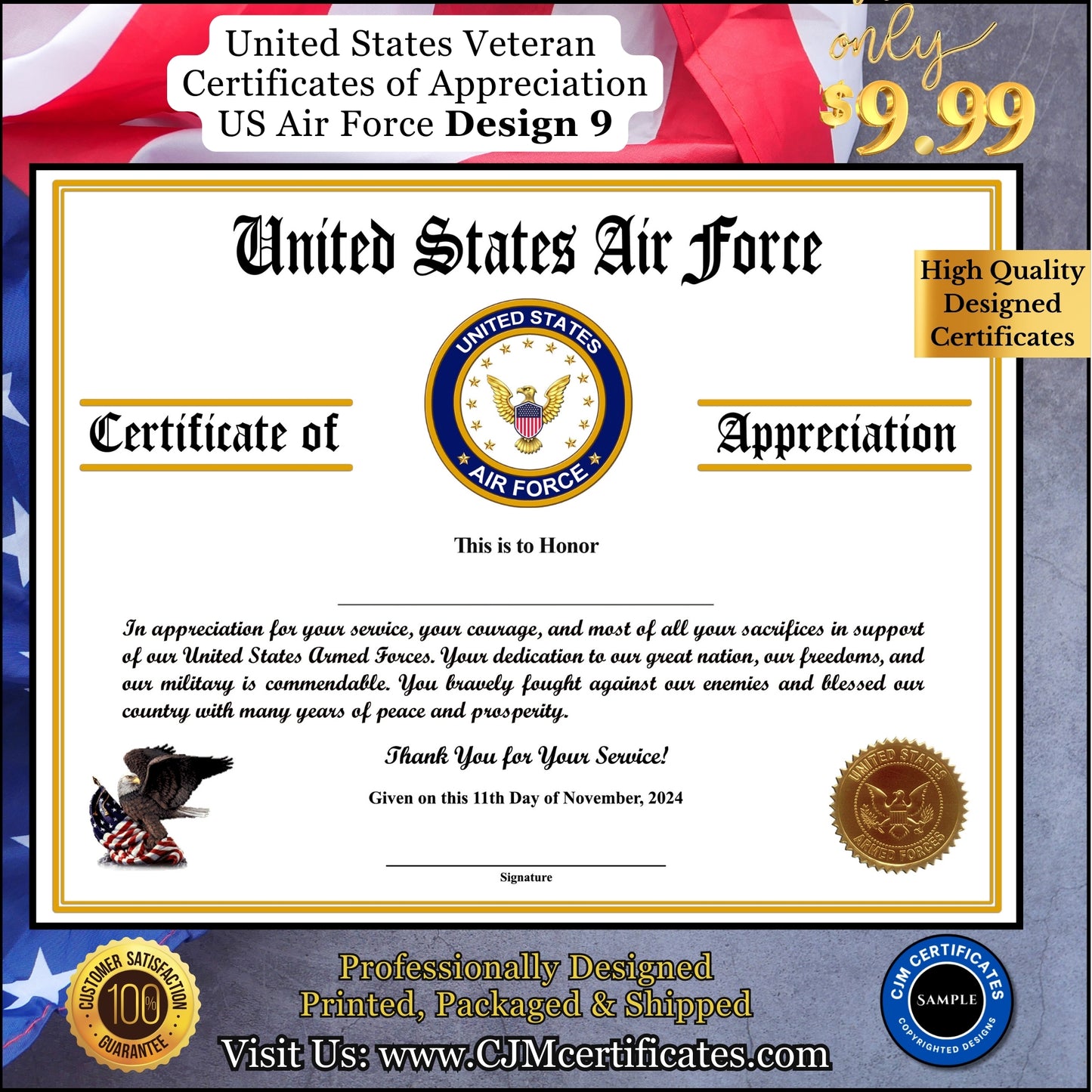 Air Force Veteran Appreciation Certificates